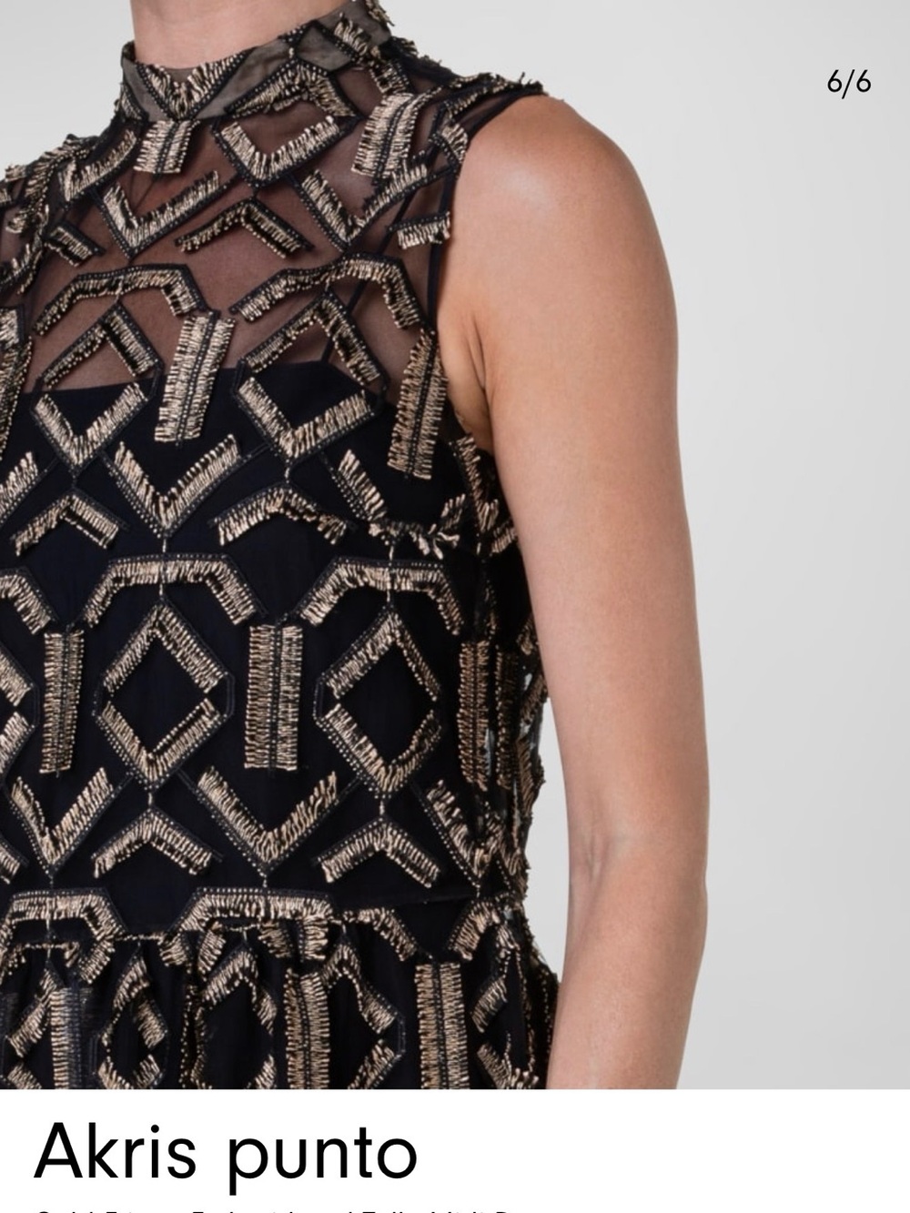 Akris Punto Black and Gold Geometric fringe embellished Dress. Tea length - Picture 2 of 9